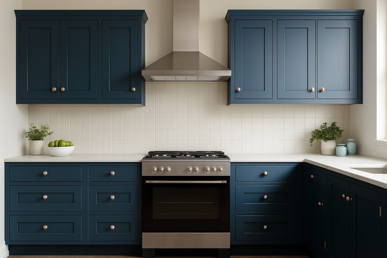 Classic dark blue slate shaker kitchen 2025 trend UK homes