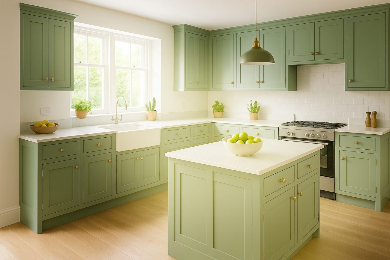 Shaker kitchen sage green cabinets 2025 trend